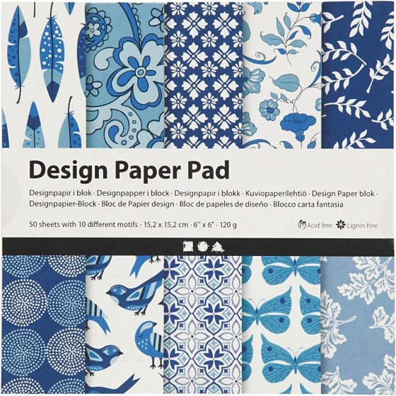 Design Papierblok Blauw, 50 Vellen