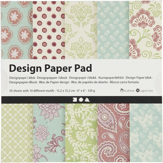 Design Papierblok Mint Groen/Paars, 50 Vellen