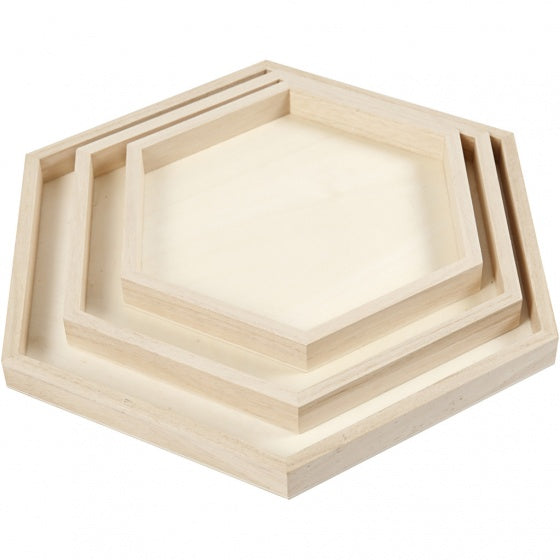 Houten Dienbladen Divers, Set van 3