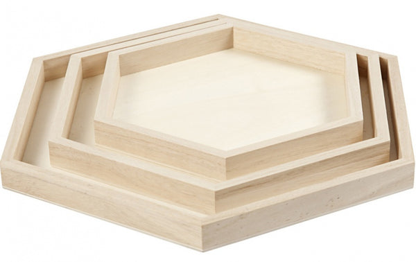 Houten Dienbladen Divers, Set van 3