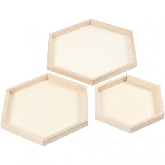 Houten Dienbladen Divers, Set van 3