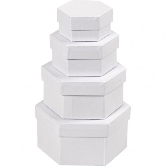 dozen Hexagonaal karton 6,5-8-10-12 cm wit 4-delig