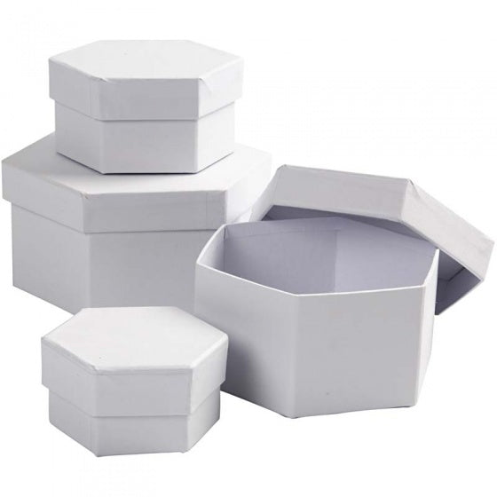 dozen Hexagonaal karton 6,5-8-10-12 cm wit 4-delig