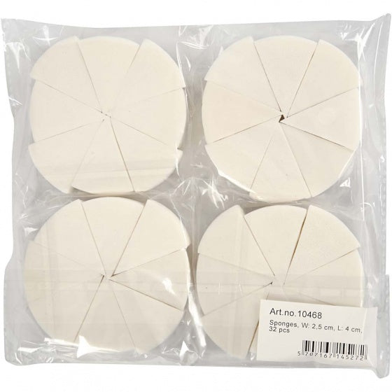 driehoekige sponsen 4 x 2,5 cm wit 32 stuks
