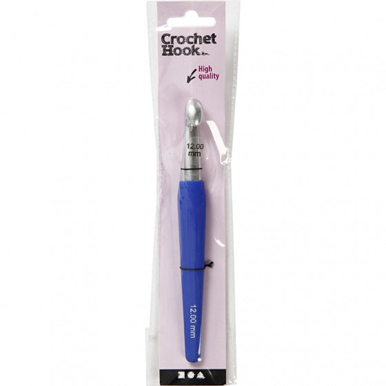 ergonomische haaknaald blauw 12 mm 16 cm