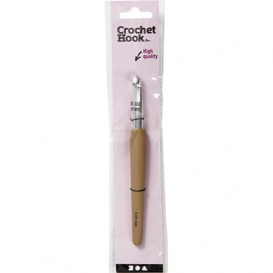 ergonomische haaknaald bruin 8 mm 14,5 cm