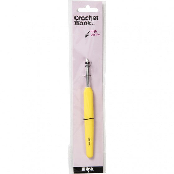 ergonomische haaknaald geel 5 mm 13,3 cm