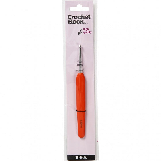ergonomische haaknaald oranje 4 mm 13,3 cm