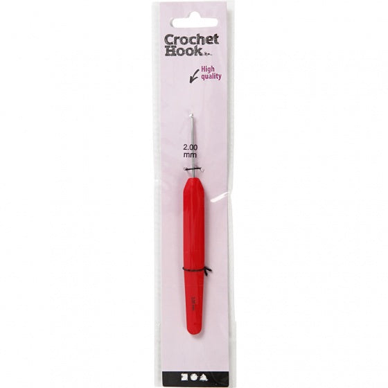 ergonomische haaknaald rood 2 mm 13,3 cm