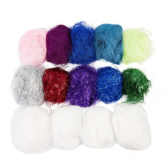 fibers Metalic diverse kleuren 500 gram 14 stuks