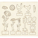 figurenset Kip hout 15,5 x 17 cm blank 21-delig