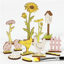 figurenset Kip hout 15,5 x 17 cm blank 21-delig