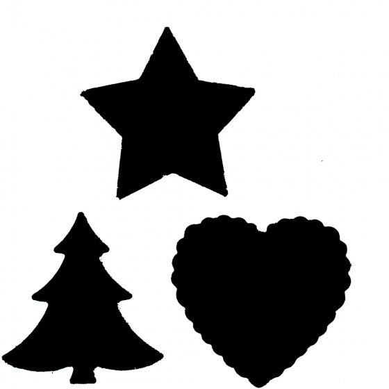 figuurponsen 16 mm kerstboom/hart/ster 3 stuks rood