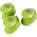 figuurponsen 25 mm bloem/vlinder/hart 3 stuks groen