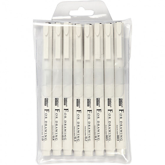 fineliners 8 stuks zwart