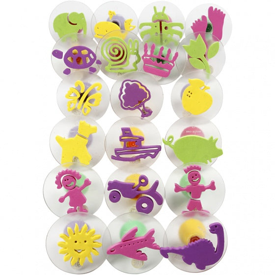 foam stempels met handvat assorti 4-6 cm 20-delig