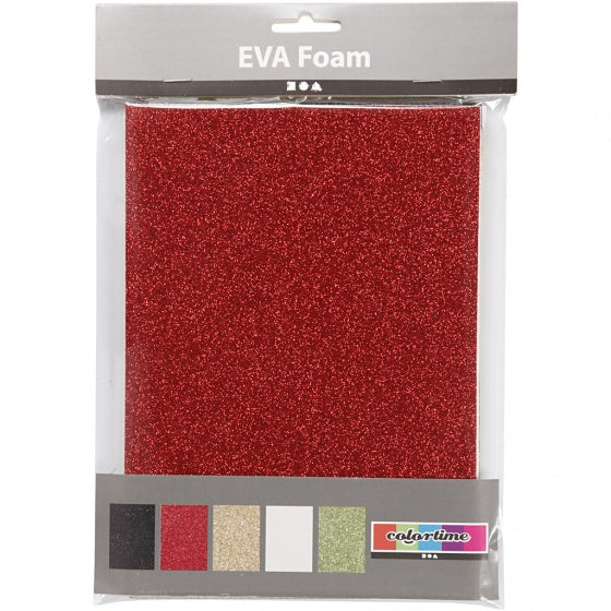 foam vellen A5 zelfklevend glitter 5 stuks