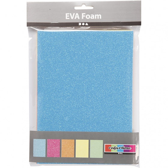 foam vellen A5 zelfklevend neon glitter 5 stuks