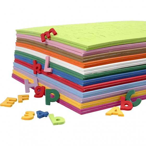 foam vellen letters en cijfers zelfklevend 24 stuks