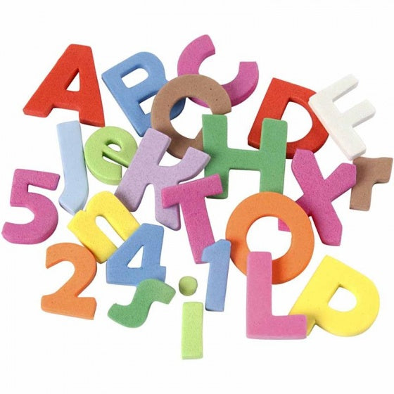 foam vellen letters en cijfers zelfklevend 24 stuks