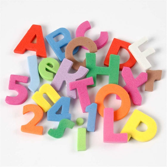 foam vellen letters en cijfers zelfklevend 24 stuks