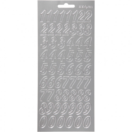 foliestickers Cijfers 60 stuks zilver
