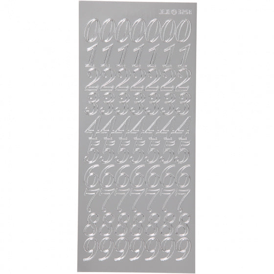 foliestickers Cijfers 70 stuks zilver