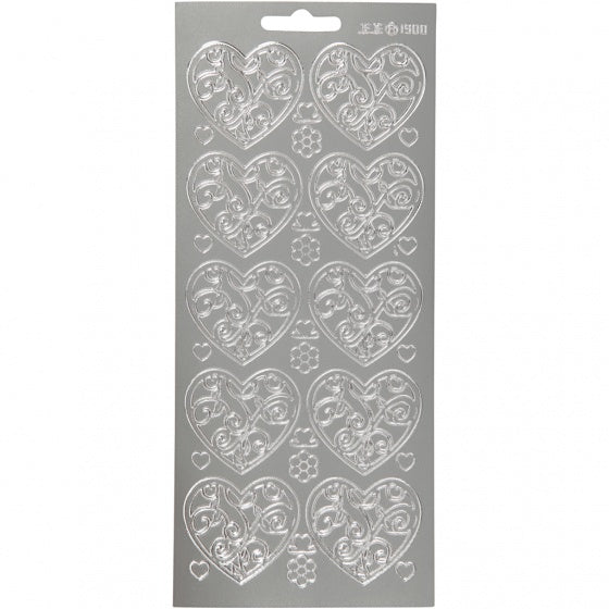 foliestickers hart 1 stickervel zilver