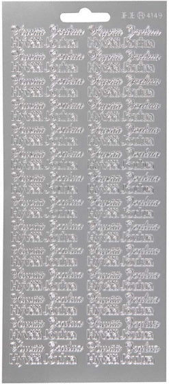 foliestickers Hyvaa Joulua 54 stuks zilver