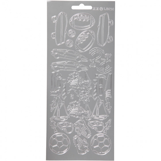 foliestickers Mannenleven 32 stuks zilver