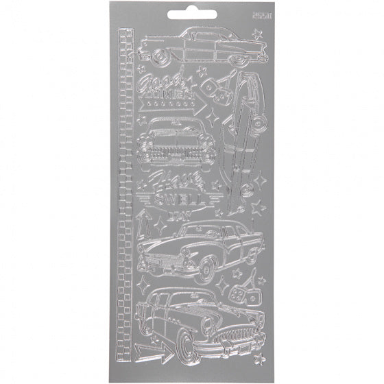 foliestickers Oldtimers 12 stuks zilver