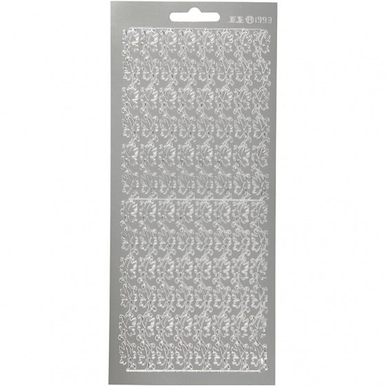 foliestickers rand bladeren stickervel zilver