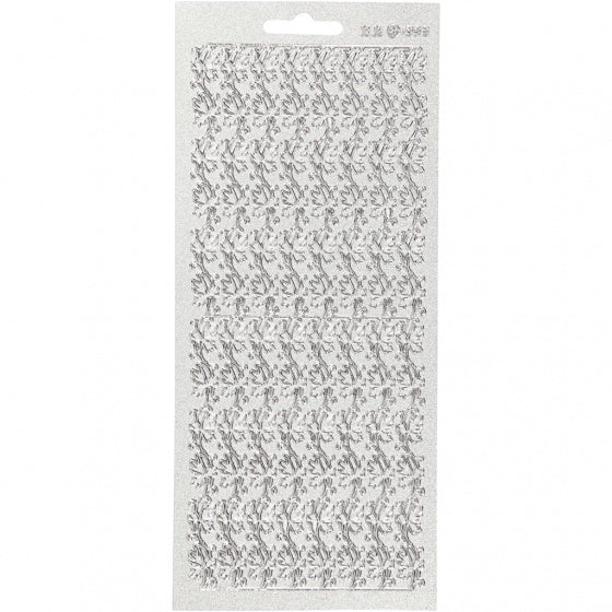 foliestickers rand bladeren stickervel zilver glitter