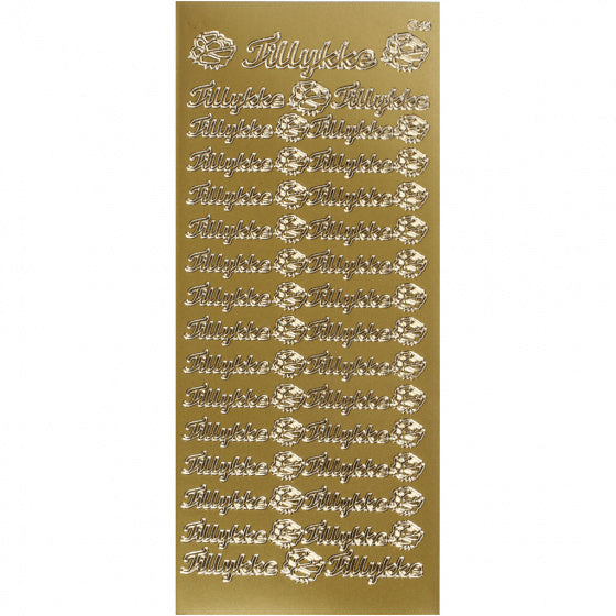 foliestickers Tillykke 33 stuks goud