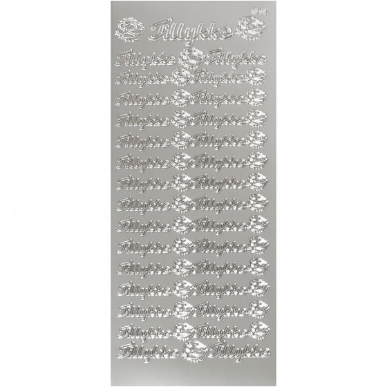 foliestickers Tillykke 33 stuks zilver