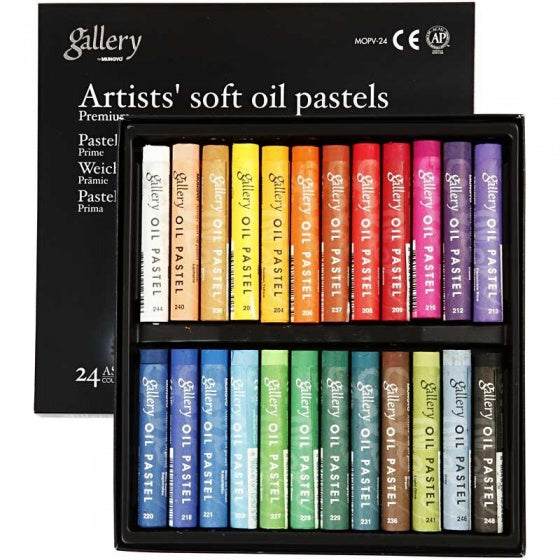 Gallery oliepastel multicolor 7 cm 24 stuks