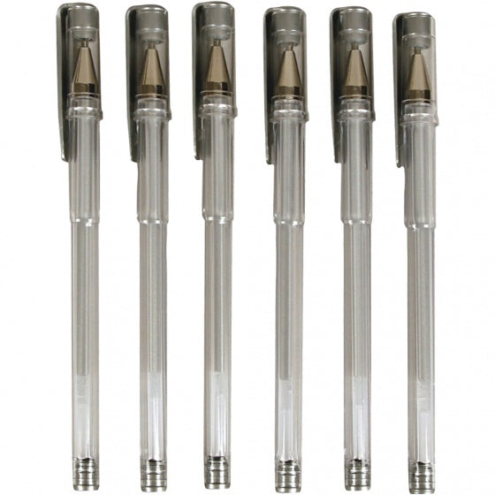 gelpen 6 stuks 15 cm zilver