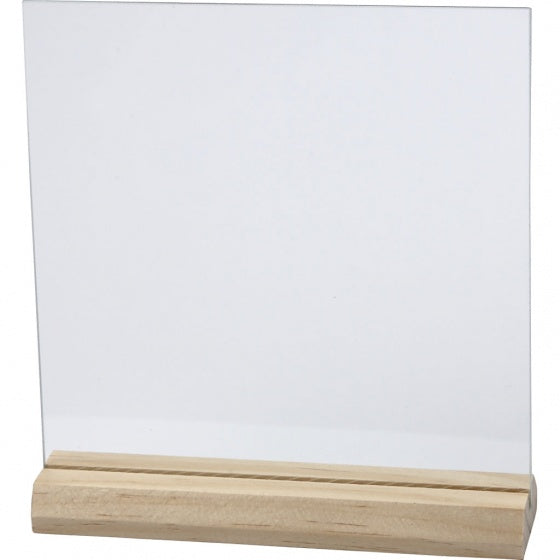 glazen plaat met houten voet 10 stuks 15,5 x 15,5 cm