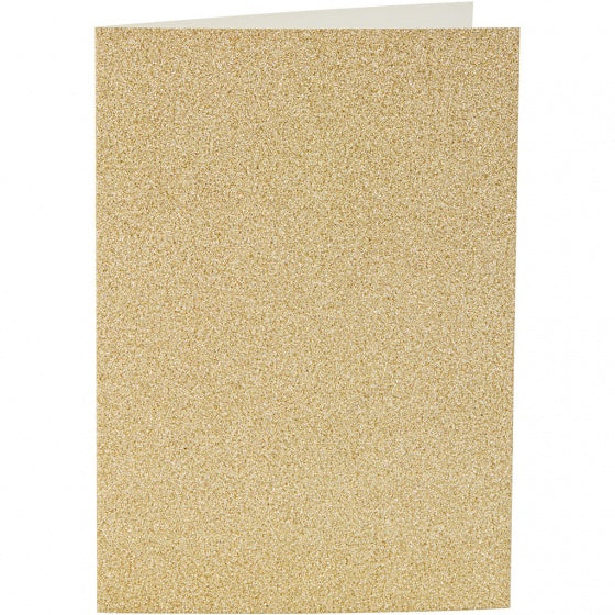 glitterkaarten met enveloppen 10,5 x 15 cm 4 stuks goud