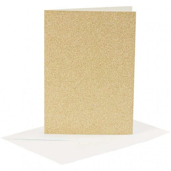 glitterkaarten met enveloppen 10,5 x 15 cm 4 stuks goud