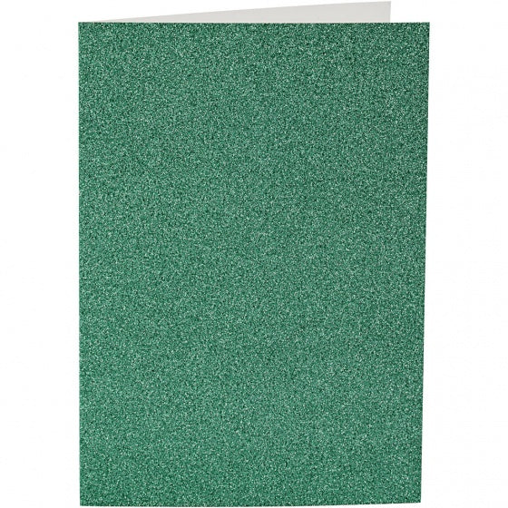 glitterkaarten met enveloppen 10,5 x 15 cm 4 stuks groen