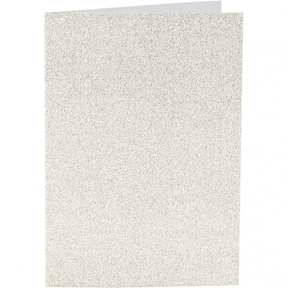 glitterkaarten met enveloppen 10,5 x 15 cm 4 stuks wit