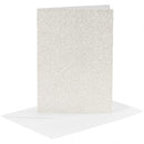 Kaarten en Enveloppen 10,5x15cm Glitter Wit - 4st.