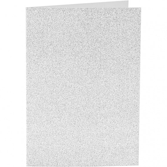 glitterkaarten met enveloppen 10,5 x 15 cm 4 stuks zilver