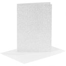 Kaarten en Enveloppen 10,5x15cm Glitter Zilver - 4st.