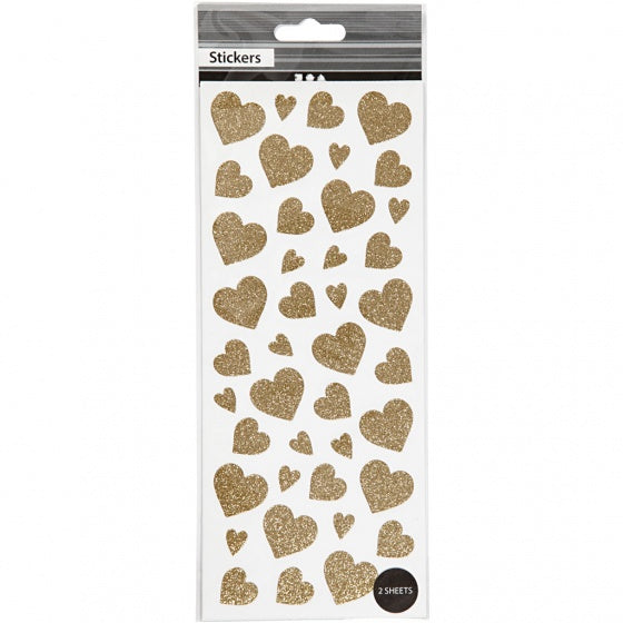 glitterstickers hartjes goud 10 x 24 cm 84-delig