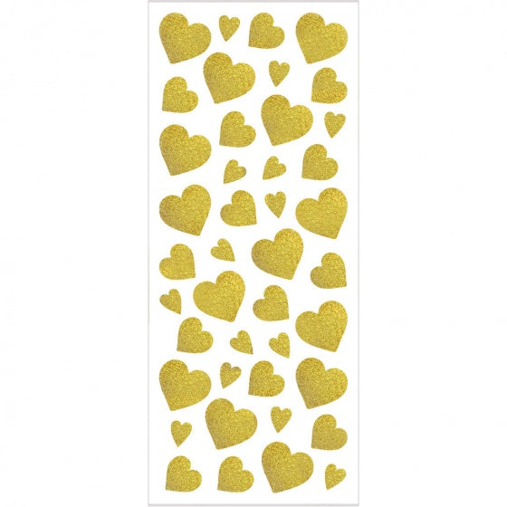 glitterstickers hartjes goud 10 x 24 cm 84-delig