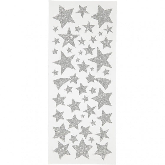 glitterstickers sterren zilver 10 x 24 cm 110-delig