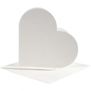 hartvormige kaarten met envelop 12,5 x 12,5 cm 10 sets wit