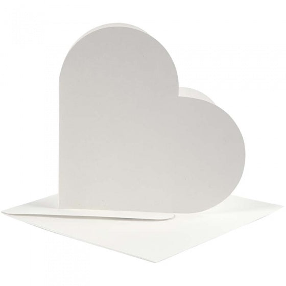 hartvormige kaarten met envelop 12,5 x 12,5 cm 10 sets wit